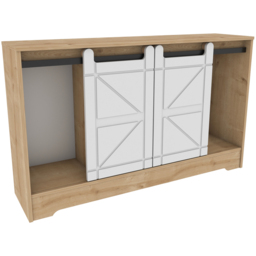 Decorotika Oak and White Barn Door TV Unit - Size: 85 x 140 x 35cm - Multi - Wilko - thumbnail 3