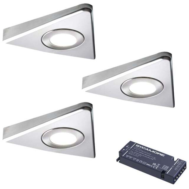 Sorrelis Oberon Tri Light Warm White 3 Underside Cabinet Light Kit - Size: 2.6 x 17 x 14cm - Silver - Wilko - image 1