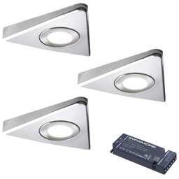 Sorrelis Oberon Tri Light Warm White 3 Underside Cabinet Light Kit - Size: 2.6 x 17 x 14cm - Silver - Wilko