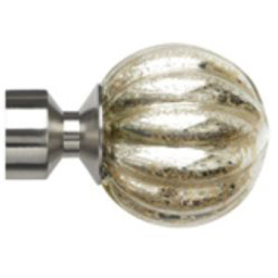 New Edge Blinds 50cm Fixed Length Satin Silver Eyelet Metal Curtain Pole Set with Dynasty Finial - Wilko - thumbnail 3