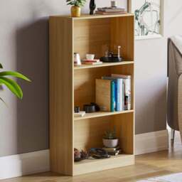 VIDA DESIGNS Cambridge 3 Shelf Oak Medium Bookcase - Brown - Wilko - thumbnail 1