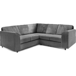Luxor 5 Seater Grey Jumbo Cord Full Back L Shaped Corner Sofa Set - Wilko - thumbnail 3