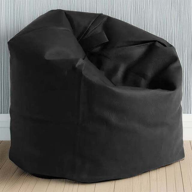 Kaikoo Black Faux Leather Beanbag - Size: 45  x 45  x 60cm - Wilko - image 1
