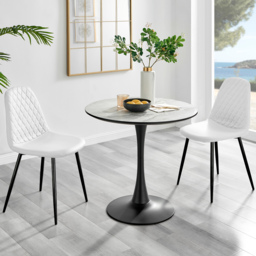 Furniturebox Elissa Solara Marble Effect 2 Seater Dining Set White and Black - Wilko - thumbnail 1