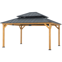 Sunjoy Rimo 3.9 x 4.5m Anthracite Cedar Wood Gazebo - Black - Wilko - thumbnail 3
