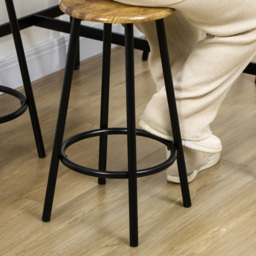 HOMCOM 4 Seater Rustic Brown Wood and Metal Bar Table and Stool Set - Wilko - thumbnail 6