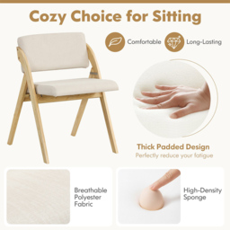 Costway Set of 2 Natural Foldable Kitchen Dining Chairs - Cream - Wilko - thumbnail 6