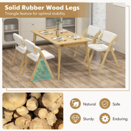 Costway Set of 2 Natural Foldable Kitchen Dining Chairs - Cream - Wilko - thumbnail 7