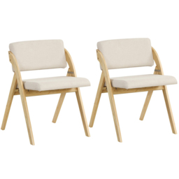 Costway Set of 2 Natural Foldable Kitchen Dining Chairs - Cream - Wilko - thumbnail 3