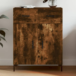 vidaXL 2 Door 2 Drawer Dark Brown Sideboard with Metal Legs - Size: 90 x 69.5 x 34cm - Wilko - thumbnail 1