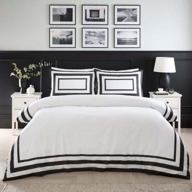 Oxford Border Duvet Set Monochrome Superking - Size: Super King - Divante - Wilko - image 1