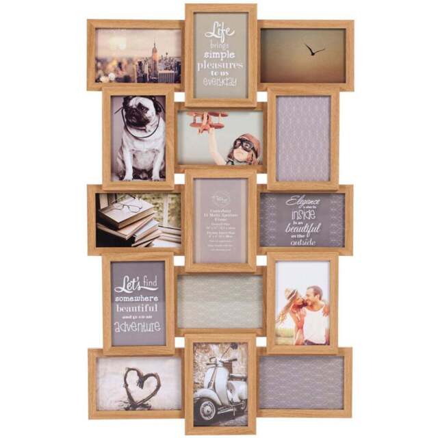 Canterbury Wooden 15 Aperture Frame 6 x 4 inch - Size: A6 - Brown - The Port. Co Gallery - Wilko - image 1