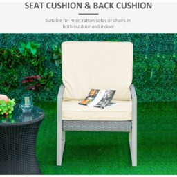 Outsunny Cream White Seat and Back Garden Cushion Set - Size: 2 Piece - Wilko - thumbnail 5