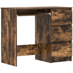 vidaXL 3 Drawer Computer Desk with Keyboard Tray Smoked Oak - Size: 76 x 90 x 45cm - Brown - Wilko - thumbnail 3