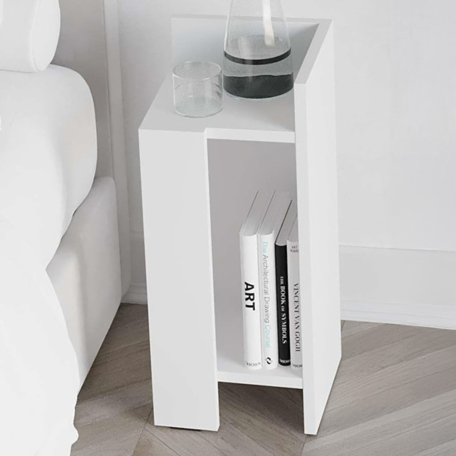 Decortie Elos Single Shelf  White Modern Bedside Table Set of 2 - Wilko - image 1