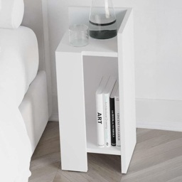 Decortie Elos Single Shelf  White Modern Bedside Table Set of 2 - Wilko - thumbnail 1