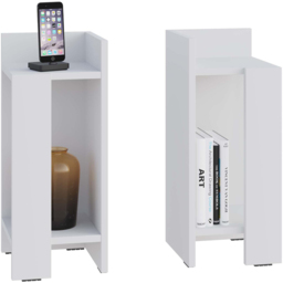 Decortie Elos Single Shelf  White Modern Bedside Table Set of 2 - Wilko - thumbnail 3