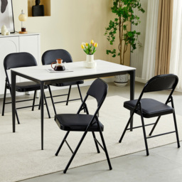 Set of 4 Black Padded Folding Metal Dining Chairs - MCC - Wilko - thumbnail 6
