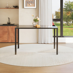 Living and Home 4 Seater Rectangular Tempered Glass Dining Table Black - Wilko - thumbnail 5
