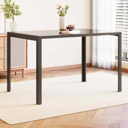 Living and Home 4 Seater Rectangular Tempered Glass Dining Table Black - Wilko - thumbnail 1