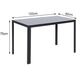 Living and Home 4 Seater Rectangular Tempered Glass Dining Table Black - Wilko - thumbnail 7