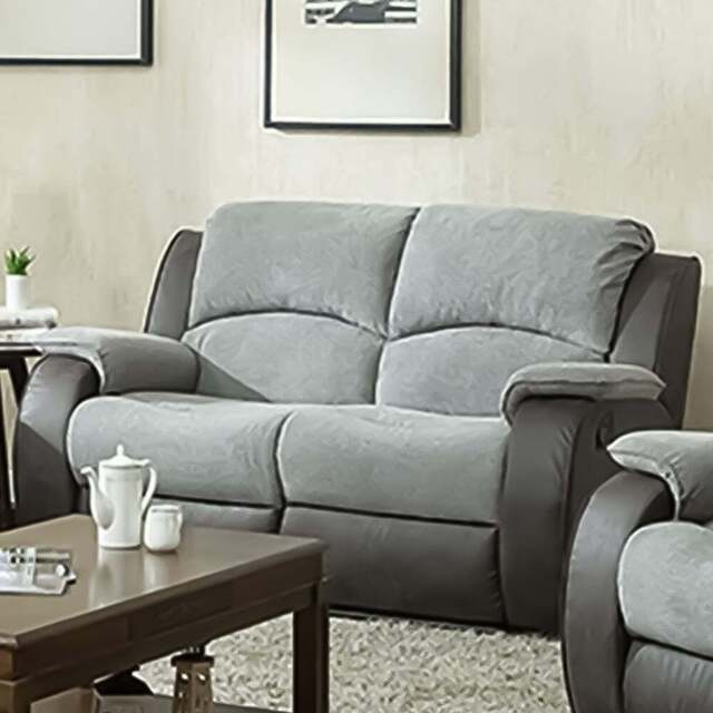 New Charleston 2 Seater Grey Fabric Manual Recliner Sofa - Wilko - image 1