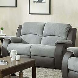 New Charleston 2 Seater Grey Fabric Manual Recliner Sofa - Wilko - thumbnail 1