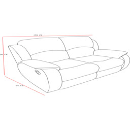 New Charleston 2 Seater Grey Fabric Manual Recliner Sofa - Wilko - thumbnail 6