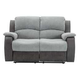 New Charleston 2 Seater Grey Fabric Manual Recliner Sofa - Wilko - thumbnail 2