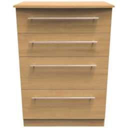 Crowndale Sherwood 4 Drawer Oak Deep Chest of Drawers - Brown - Wilko - thumbnail 3
