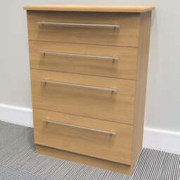 Crowndale Sherwood 4 Drawer Oak Deep Chest of Drawers - Brown - Wilko