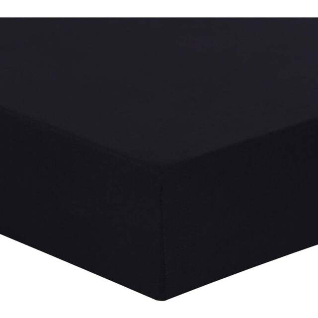 My Home Double Black Polycotton Fitted Sheet - Wilko - image 1
