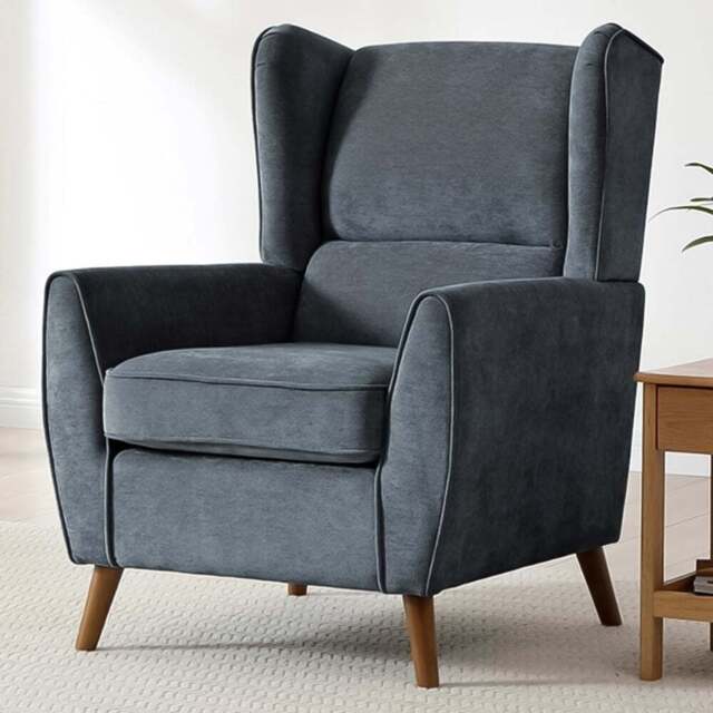 Lily Denim Chenille Wingback Armchair - Size: 102 x 77 x 85.5cm - Kyoto Futons - Wilko - image 1