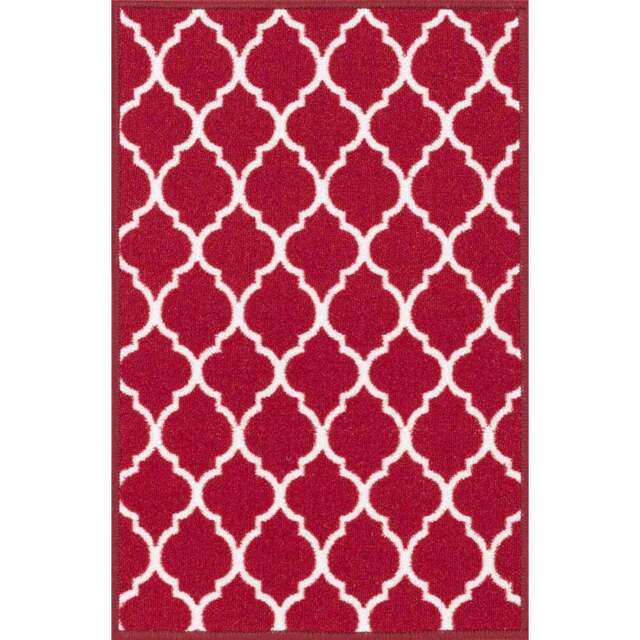 Desire Rugs Havana Red Trellis Anti Slip Door Mat 300 x 80cm - Size: 80 x 300cm - Wilko - image 1