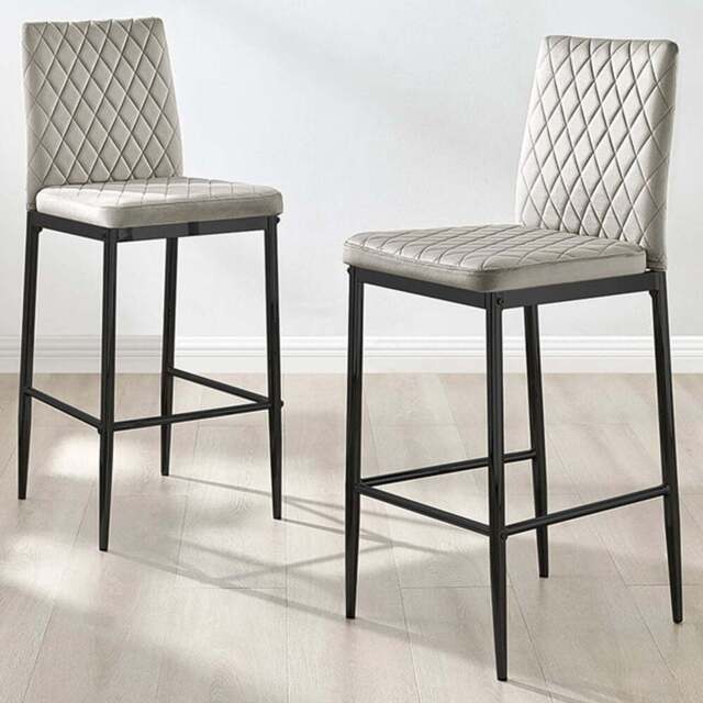 Furniturebox Modern Valera Cappuccino and Black Velvet Bar Stool Set of 2 - Brown - Wilko - image 1