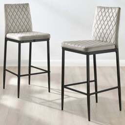 Furniturebox Modern Valera Cappuccino and Black Velvet Bar Stool Set of 2 - Brown - Wilko - thumbnail 1