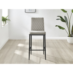 Furniturebox Modern Valera Cappuccino and Black Velvet Bar Stool Set of 2 - Brown - Wilko - thumbnail 4