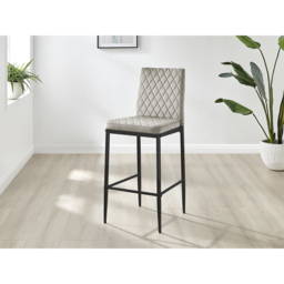 Furniturebox Modern Valera Cappuccino and Black Velvet Bar Stool Set of 2 - Brown - Wilko - thumbnail 3