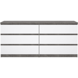 Florence 6 Drawer Concrete and White High Gloss Wide Chest of Drawers - Furniture to Go - Wilko - thumbnail 4