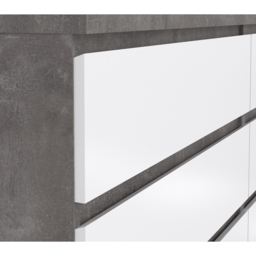 Florence 6 Drawer Concrete and White High Gloss Wide Chest of Drawers - Furniture to Go - Wilko - thumbnail 6