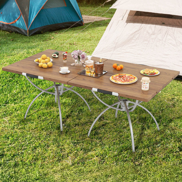 Costway Coffee Foldable and Extendable Picnic Table - Size: 69 x 37 x 30cm - Cream - Wilko - image 1