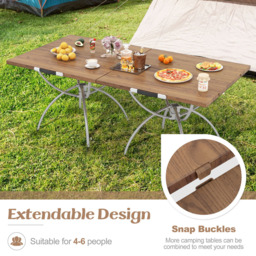 Costway Coffee Foldable and Extendable Picnic Table - Size: 69 x 37 x 30cm - Cream - Wilko - thumbnail 6