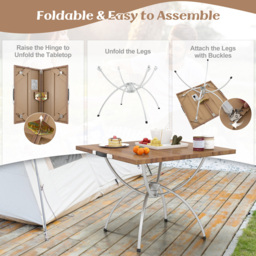 Costway Coffee Foldable and Extendable Picnic Table - Size: 69 x 37 x 30cm - Cream - Wilko - thumbnail 7