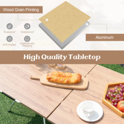 Costway Coffee Foldable and Extendable Picnic Table - Size: 69 x 37 x 30cm - Cream - Wilko - thumbnail 5