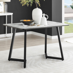 Furniturebox Copeland Valera Marble Effect 4 Seater Dining Set White and Black - Wilko - thumbnail 3
