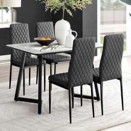 Furniturebox Copeland Valera Marble Effect 4 Seater Dining Set White and Black - Wilko - thumbnail 1