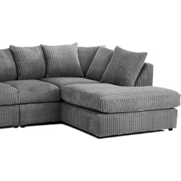 Luxor 4 Seater Grey Jumbo Cord Right Hand Facing Scatter Back L Shaped Corner Sofa Set - Wilko - thumbnail 4