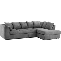 Luxor 4 Seater Grey Jumbo Cord Right Hand Facing Scatter Back L Shaped Corner Sofa Set - Wilko - thumbnail 3