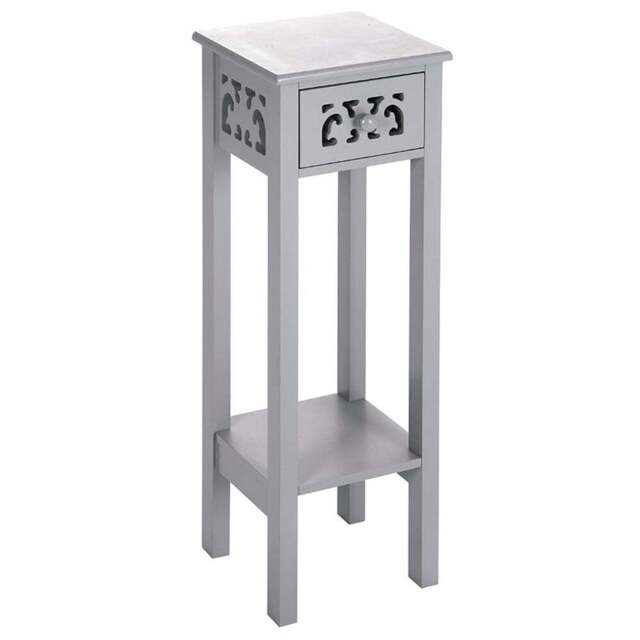 Living and Home Grey Wooden Plant Stand with Drawer - Size: 73 x 25 x 25cm - Wilko - image 1