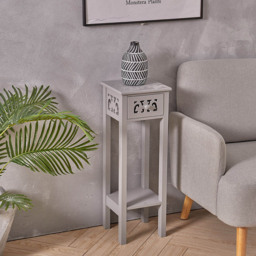 Living and Home Grey Wooden Plant Stand with Drawer - Size: 73 x 25 x 25cm - Wilko - thumbnail 3